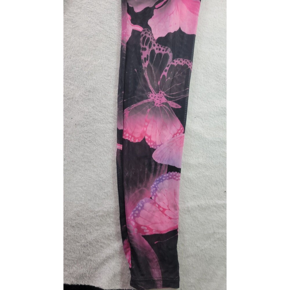 ​Shein Pink Butterfly Mesh Print Skinny Leggings Pants Medium US 6 Stretchy - Picture 7 of 10